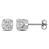 Diamond Solitaire Earrings in 14K White Gold