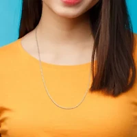 1mm Sparkling Singapore Chain Necklace 14K Gold