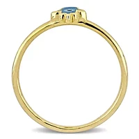 Turquoise & White Enamel Hamsa Ring 14K Yellow Gold