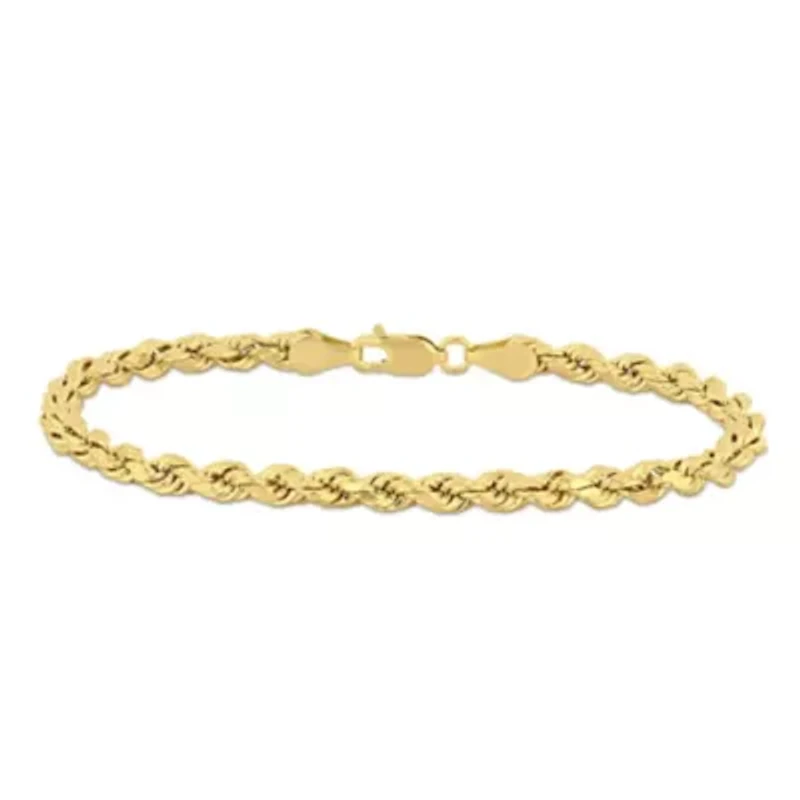 4mm Rope Chain Bracelet 14K Yellow Gold