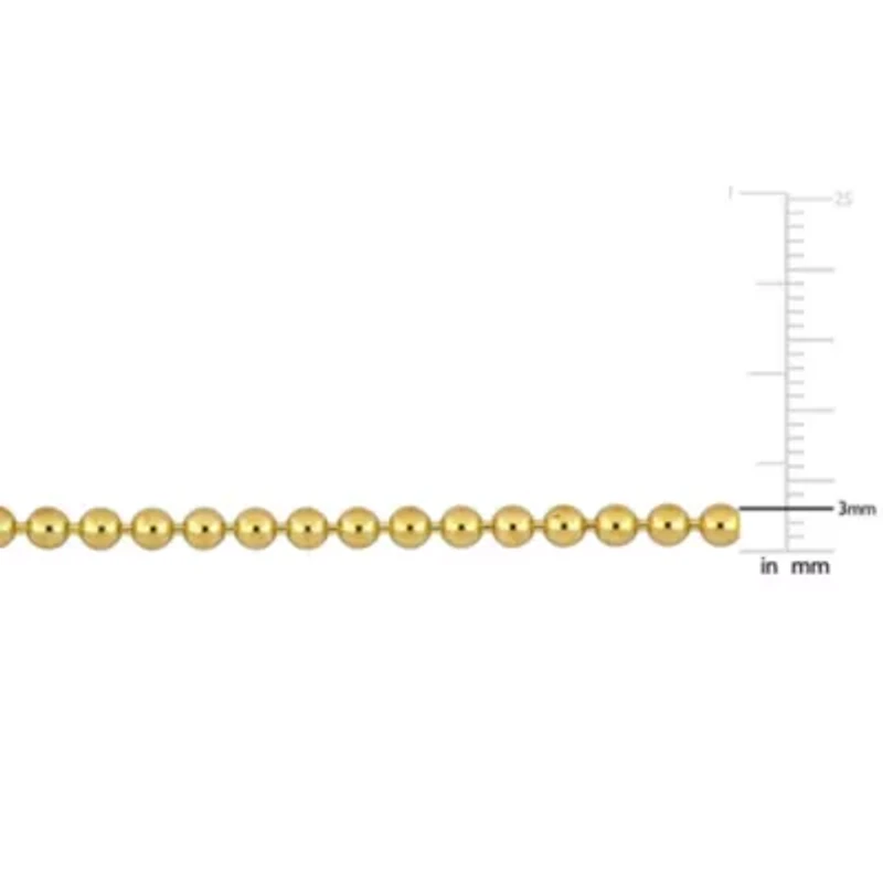 3mm Ball Bead Necklace 14K Yellow Gold