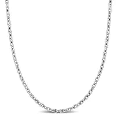 1.2mm Diamond Cut Cable Chain Necklace 14K White Gold