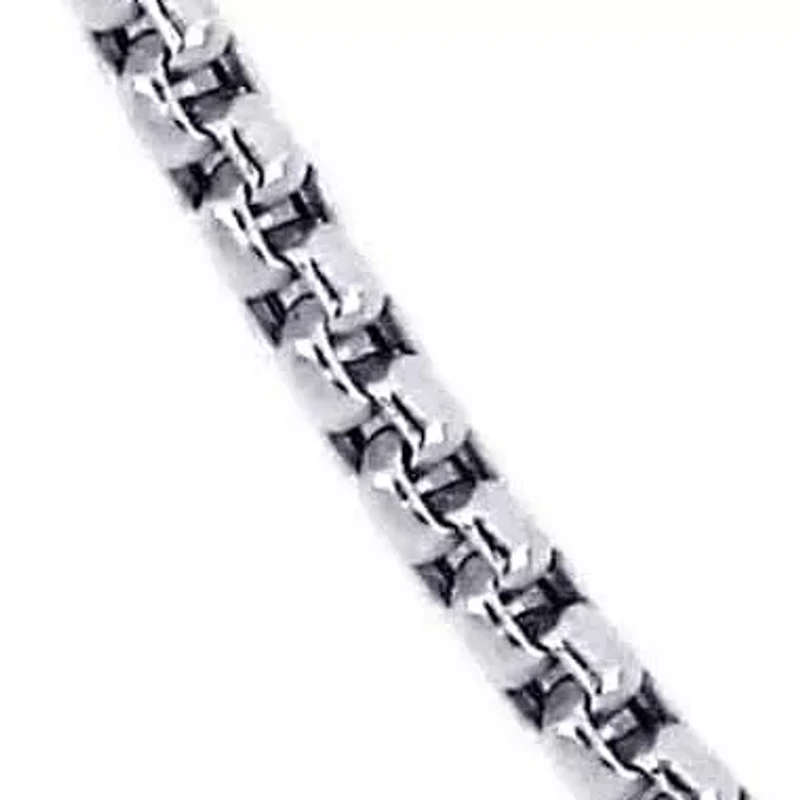 1.6mm Round Box Link Chain Necklace 10K White Gold