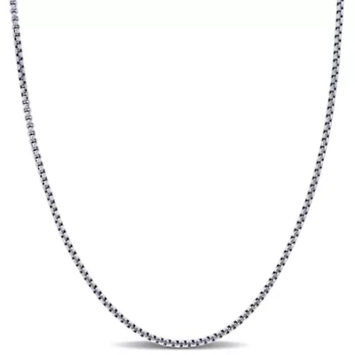 1.6mm Round Box Link Chain Necklace 10K White Gold
