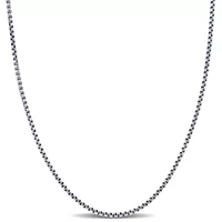 1.6mm Round Box Link Chain Necklace 10K White Gold