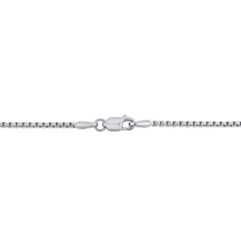 1.6mm Round Box Link Chain Necklace 10K White Gold