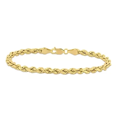 4mm Rope Chain Bracelet 10K Yellow Gold