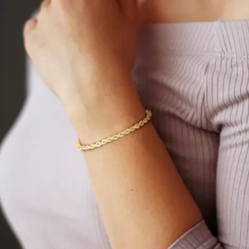 4mm Rope Chain Bracelet 10K Yellow Gold