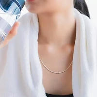 1mm Sparkling Singapore Chain Necklace 14K Gold