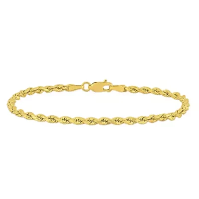 Men's 3mm Rope Chain Bracelet 10K Yellow Gold