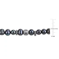 8-9mm Freshwater Cultured Pearl Stretchable Bracelet with Silvertone Rondelles