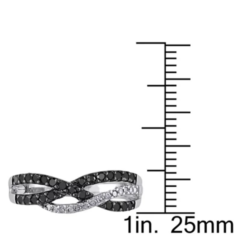 Black & White Diamond Ring 10k Gold Rhodium Plated