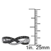 Black & White Diamond Ring 10k Gold Rhodium Plated