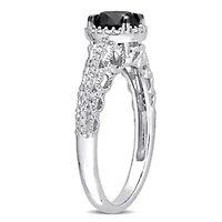 Black & White Diamond Ring 10k Gold Rhodium Plated