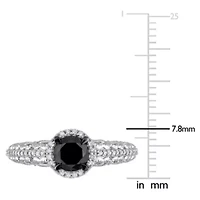 Black & White Diamond Ring 10k Gold Rhodium Plated