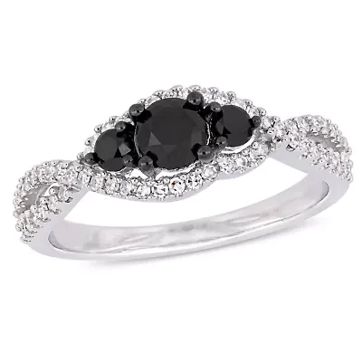 Diamond Ring 14k White Gold Black Rhodium Plated