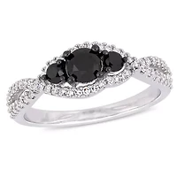 Diamond Ring 14k White Gold Black Rhodium Plated