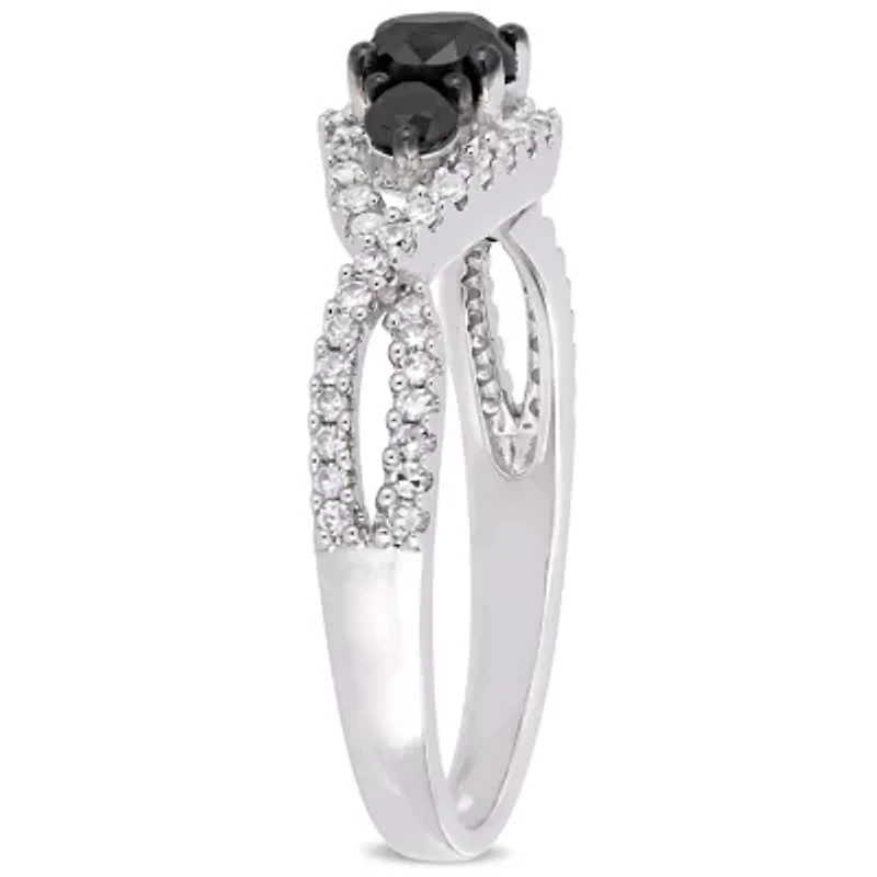 Diamond Ring 14k White Gold Black Rhodium Plated