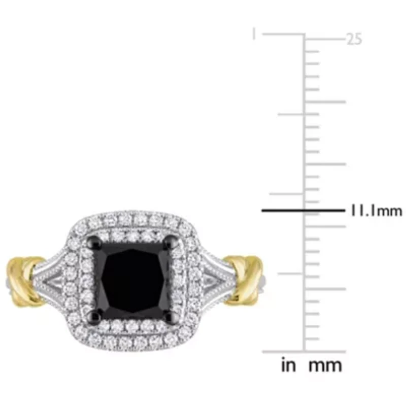 Black & White Diamond Ring 14k Two-Tone Gold Rhodium Plated