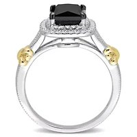Black & White Diamond Ring 14k Two-Tone Gold Rhodium Plated