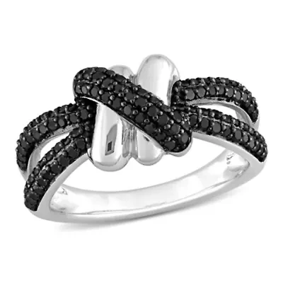 Black Diamond Ring 14k White Gold Rhodium Plated