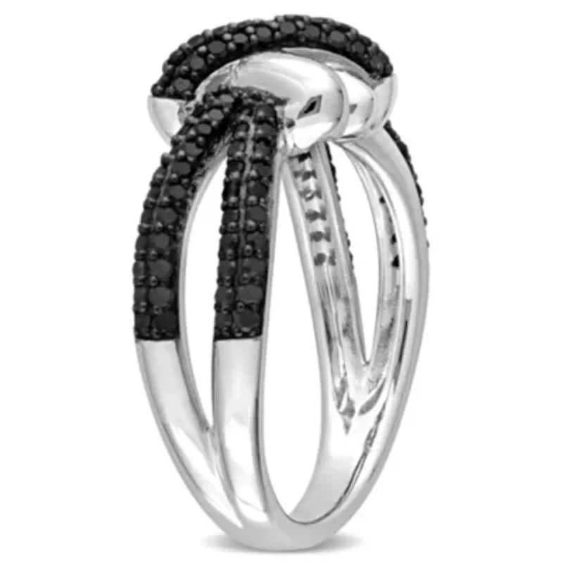 Black Diamond Ring 14k White Gold Rhodium Plated