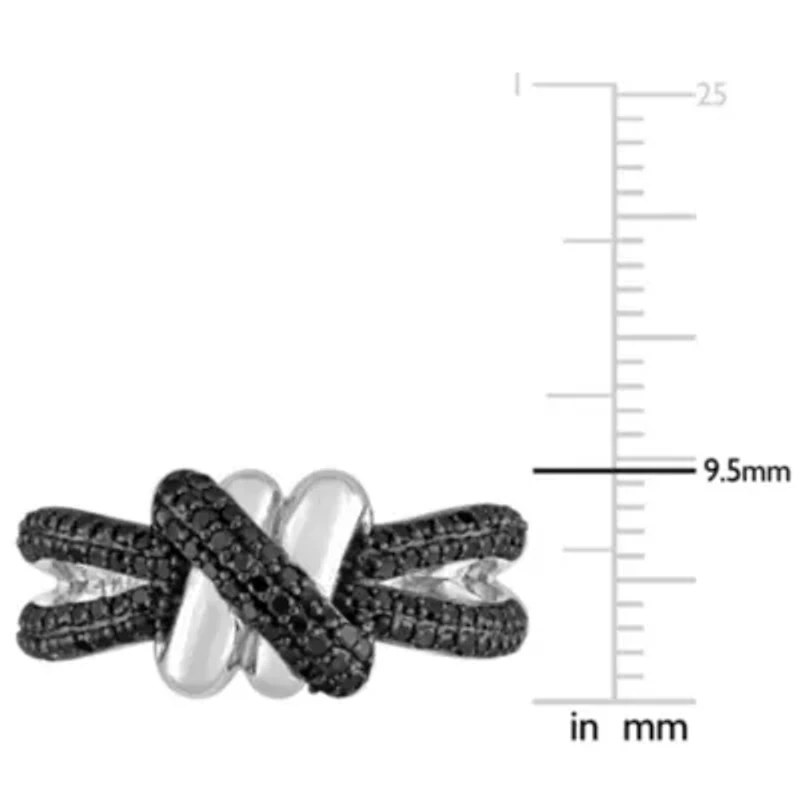 Black Diamond Ring 14k White Gold Rhodium Plated