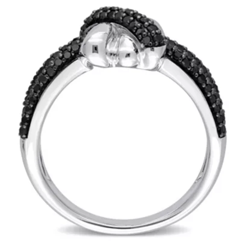 Black Diamond Ring 14k White Gold Rhodium Plated