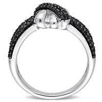 Black Diamond Ring 14k White Gold Rhodium Plated