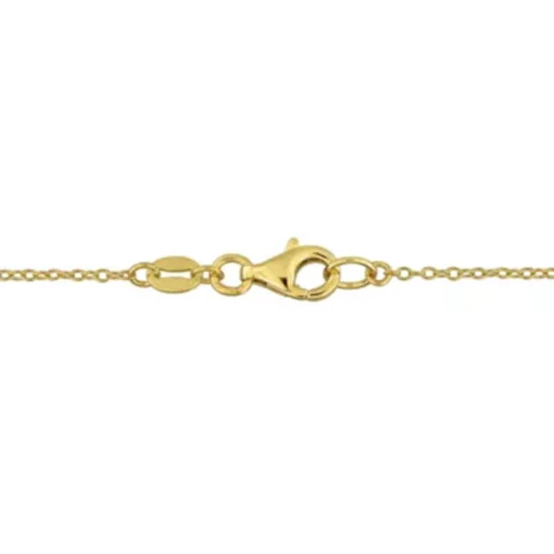 Lab Created White Sapphire Initial Necklace Yellow Plated Sterling Silver
