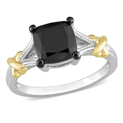 Black Diamond Ring 14k Two-Tone Gold Rhodium Plated