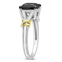 Black Diamond Ring 14k Two-Tone Gold Rhodium Plated