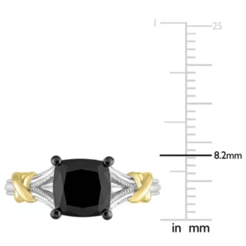 Black Diamond Ring 14k Two-Tone Gold Rhodium Plated