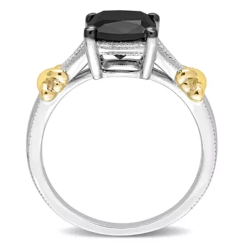 Black Diamond Ring 14k Two-Tone Gold Rhodium Plated