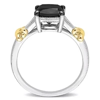 Black Diamond Ring 14k Two-Tone Gold Rhodium Plated