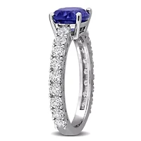 Lab Created Gemstone & White Sapphire Ring Sterling Silver