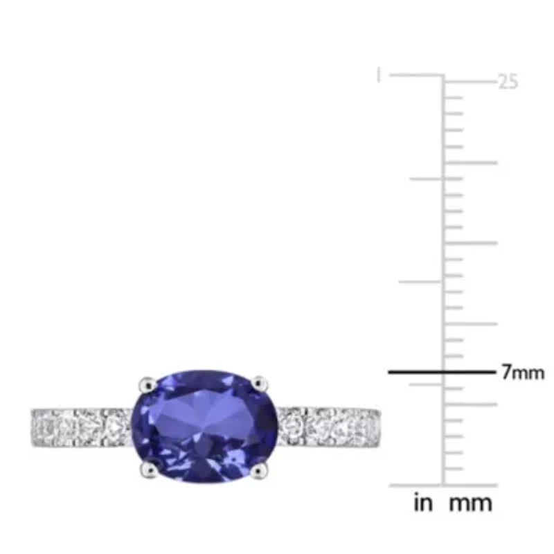 Lab Created Gemstone & White Sapphire Ring Sterling Silver