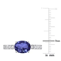 Lab Created Gemstone & White Sapphire Ring Sterling Silver
