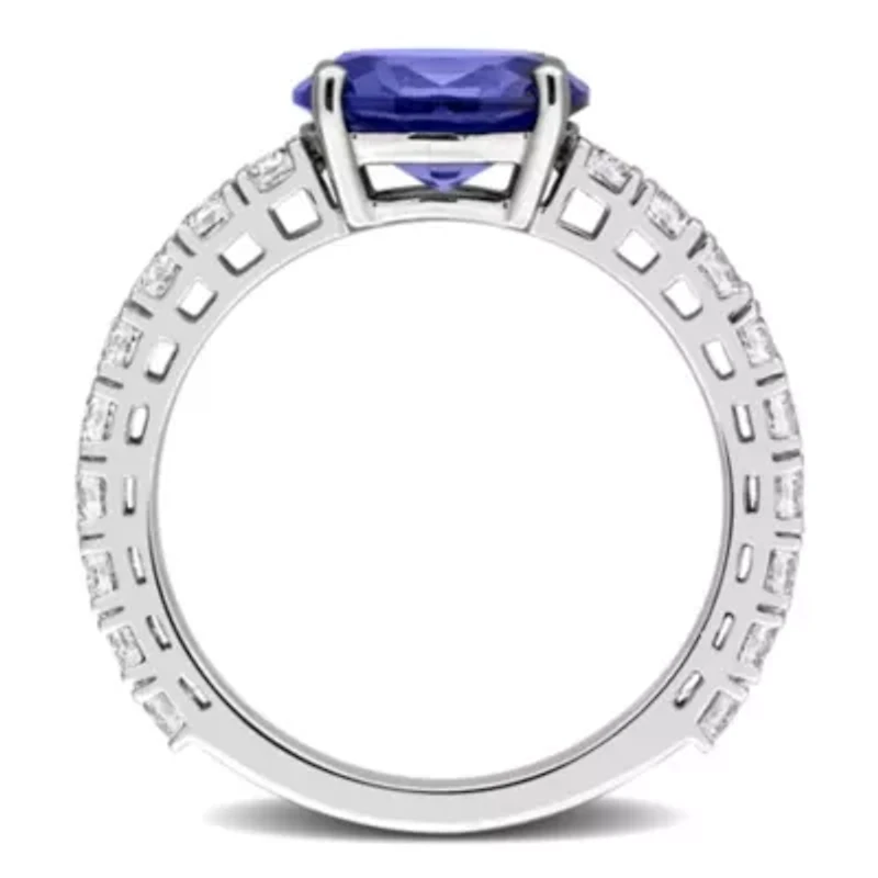 Lab Created Gemstone & White Sapphire Ring Sterling Silver