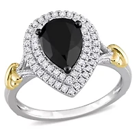Black & White Diamond Ring 14k Two-Tone Gold Rhodium Plated