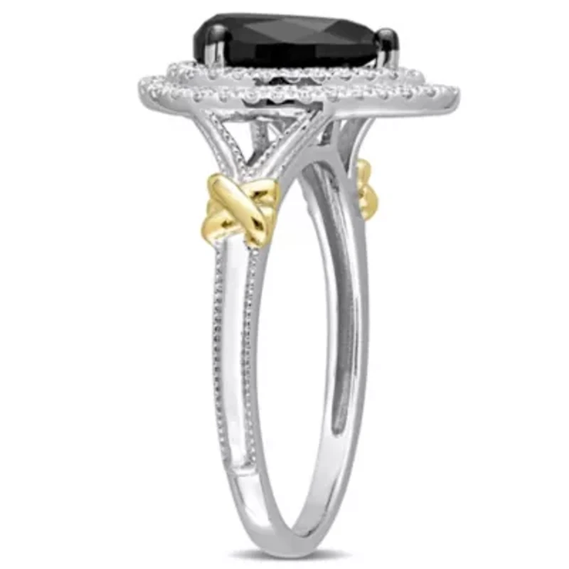 Black & White Diamond Ring 14k Two-Tone Gold Rhodium Plated