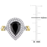 Black & White Diamond Ring 14k Two-Tone Gold Rhodium Plated