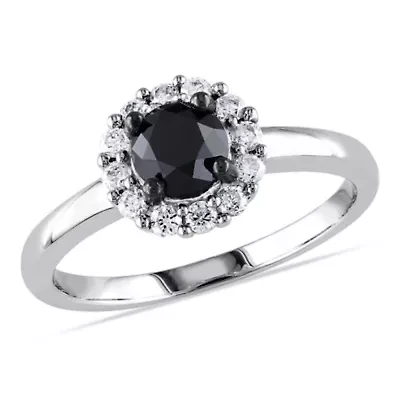 Black & White Diamond Engagement Ring 10k Gold