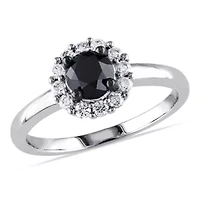 Black & White Diamond Engagement Ring 10k Gold
