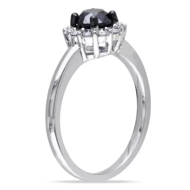 Black & White Diamond Engagement Ring 10k Gold