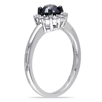 Black & White Diamond Engagement Ring 10k Gold