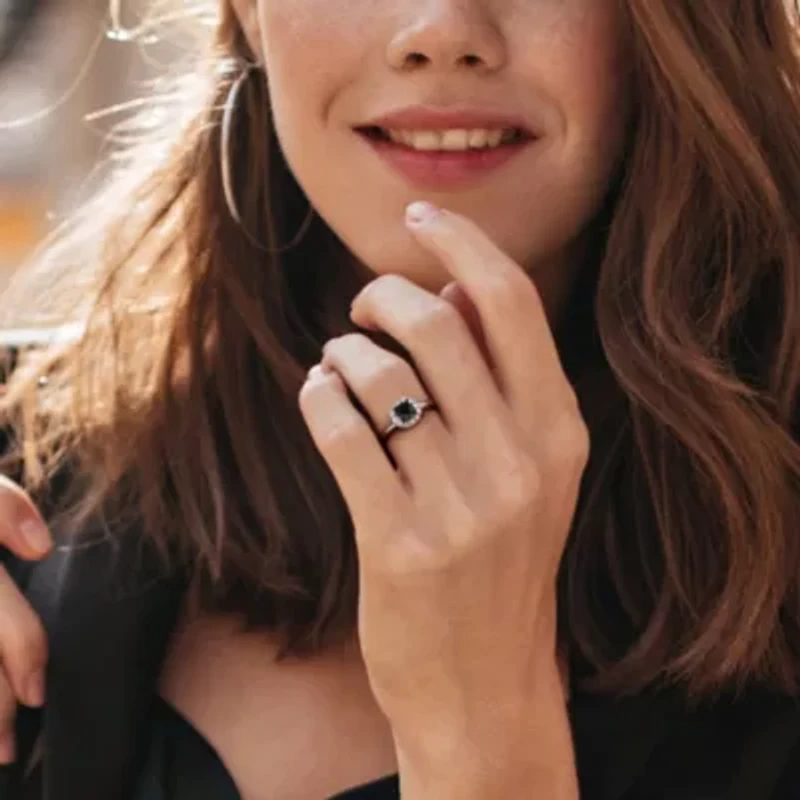 Black & White Diamond Engagement Ring 10k Gold