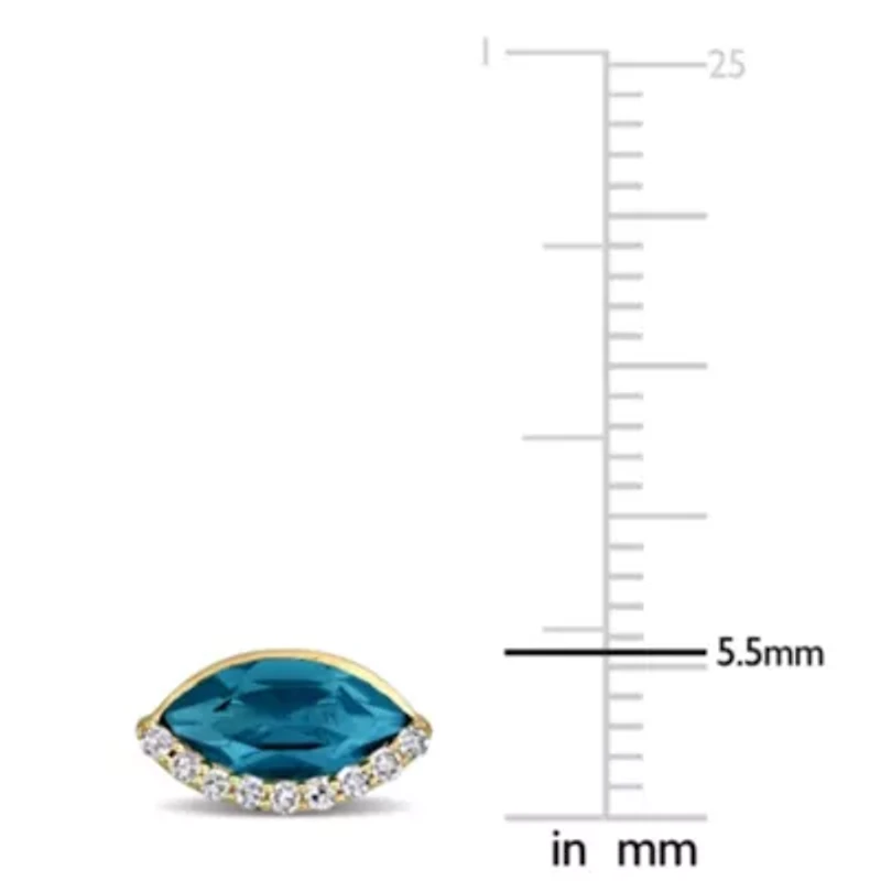 Gemstone and Diamond Stud Earrings 14k Gold