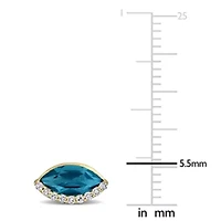 Gemstone and Diamond Stud Earrings 14k Gold