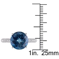 Diamond & London Blue Topaz Ring 14k White Gold